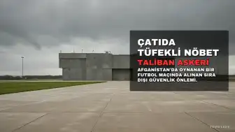 Afganistan'da Futbol Maçında Çatıda Tüfekli Güvenlik Önlemi