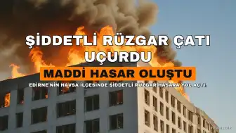 Edirne'de Şiddetli Rüzgar İş Yeri Çatısını Uçurdu, Maddi Hasar Oluştu