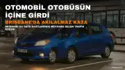 Brisbane'da Akılalmaz Kaza: Otomobil Havalanıp Otobüsün Yanına Sıkıştı