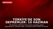 Türkiye'de Son Depremler: 10 Haziran 2026 Güncel Veriler