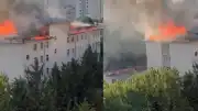 İstanbul Beylikdüzü'nde Bir Okulun Çatısında Yangın Çıktı