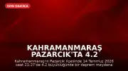 Kahramanmaraş Pazarcık'ta 4.2 Büyüklüğünde Deprem Meydana Geldi