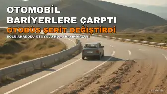 Bolu'da Otomobil Bariyerlere Çarptı: Yolcu Otobüsünün Ani Şerit Değiştirmesi Kazaya Neden Oldu