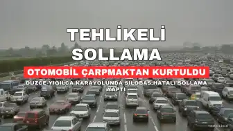 Düzce'de Silobasın Hatalı Sollaması Otomobil ile Burun Buruna Getirdi