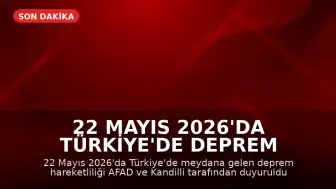 22 Mayıs 2026'da Türkiye'de Deprem Hareketliliği: AFAD ve Kandilli Son Depremleri Duyurdu