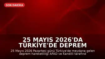 25 Mayıs 2026'da Türkiye'de Deprem Hareketliliği: AFAD ve Kandilli Son Veriler