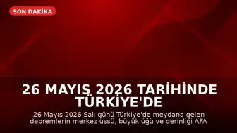 26 Mayıs 2026 Tarihinde Türkiye'de Meydana Gelen Depremler: AFAD ve Kandilli Rasathanesi Verileri