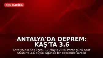 Antalya'da Deprem: Kaş'ta 3.6 Büyüklüğünde Sarsıntı
