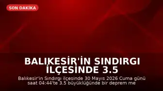Balıkesir'in Sındırgı ilçesinde 3.5 büyüklüğünde deprem kaydedildi