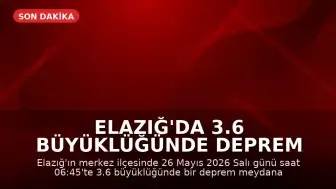 Elazığ'da 3.6 büyüklüğünde deprem meydana geldi