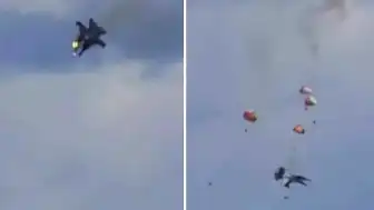 Gösteri sırasında savaş jetleri havada çarpıştı: 4 pilot paraşütle kurtuldu
