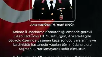 İçişleri Bakanı Çiftçi Duyurdu: Kazada Yaralanan Jandarma Astsubay Üstçavuş Y.E. Şehit Oldu