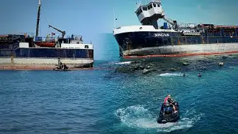 Sakarya Karasu'da Sahile Oturan Kuru Yük Gemisi Nedeniyle Denize Girmek Yasaklandı