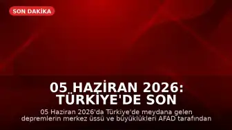 05 Haziran 2026: Türkiye'de Son Depremler ve AFAD Verileri