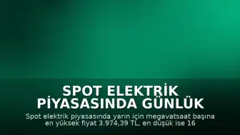 Spot Elektrik Piyasasında Günlük Fiyatlandırma Belirlendi