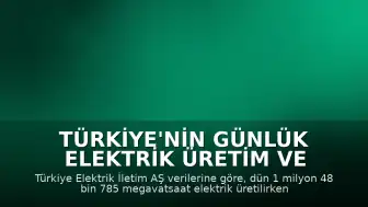 Türkiye'nin Günlük Elektrik Üretim ve Tüketim Verileri Açıklandı