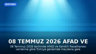 08 Temmuz 2026 AFAD ve Kandilli Verileriyle Son Depremler