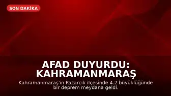 AFAD Duyurdu: Kahramanmaraş Pazarcık'ta 4.2 Büyüklüğünde Deprem Meydana Geldi