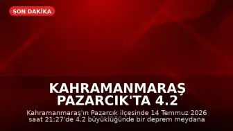 Kahramanmaraş Pazarcık'ta 4.2 Büyüklüğünde Deprem Meydana Geldi