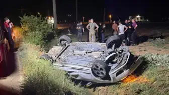 Mardin Nusaybin'de otomobil sulama kanalına devrildi: 3 yaralı