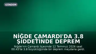 Niğde Çamardı'da 3.8 Şiddetinde Deprem Meydana Geldi