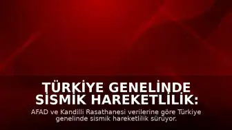 Türkiye Genelinde Sismik Hareketlilik: AFAD ve Kandilli Rasathanesi Verileri Paylaşıldı