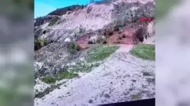 Tokat'ta Heyelan Anı Kameraya Yansıdı: Toprak Kayması Kaydedildi