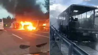Antalya-İstanbul seferi yapan yolcu otobüsü otoyolda alev aldı