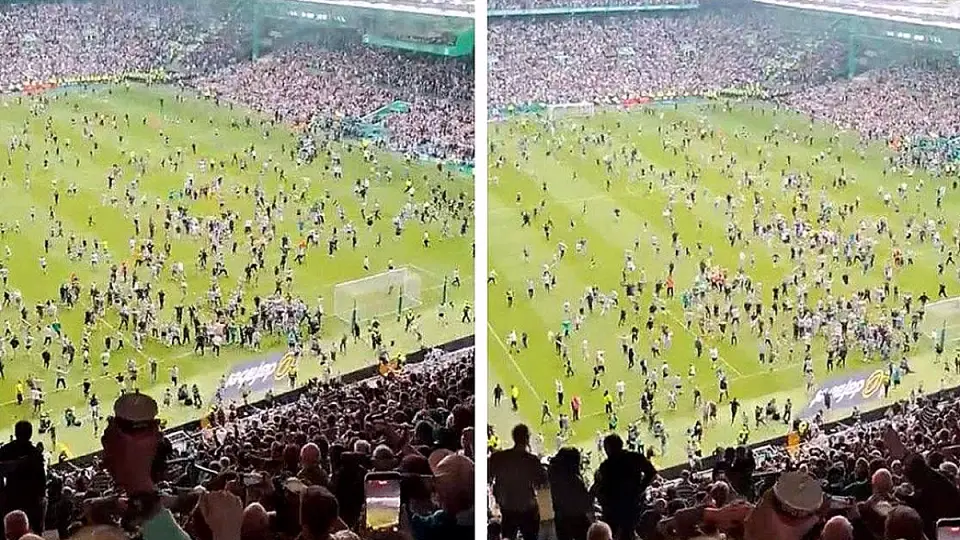 Celtic Taraftarı Sahaya İndi, Şampiyonluk Tehlikeye Girdi