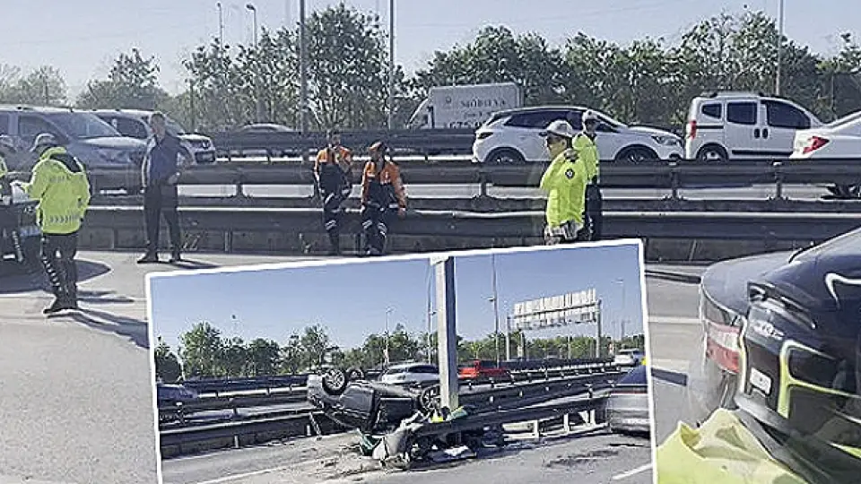 D-100 Karayolu'nda Trafik Kazası: Otomobil Takla Attı