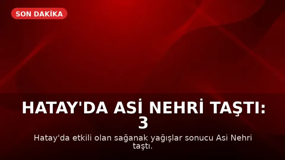 Hatay'da Asi Nehri Taştı: 3 Kişi Hayatını Kaybetti, 3 Yaralı, 2 Kayıp