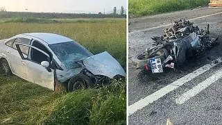 Bursa'da Trafik Kazası: Otomobil Tarlaya Uçtu, Motosiklet Elektrik Direğine Çarptı: 4 Yaralı
