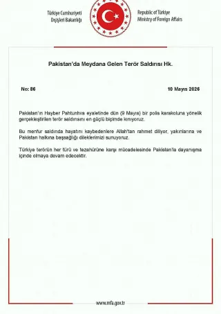 Dışişleri Bakanlığı'ndan Pakistan'daki Terör Saldırısına Kınama