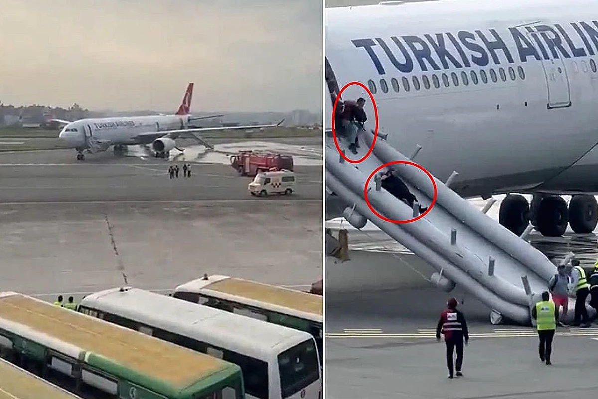 THY uçağında iniş sırasında yangın paniği: Yolcular tahliye edildi